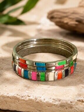 80s style colorful bangle bracelets